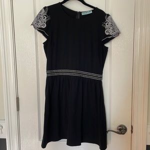 Black Short Dress with White Detail